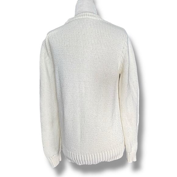 ModCloth White Knit Sweater Multicolor Rainbow Pom Poms Polka Dot Crewneck - Picture 4 of 9